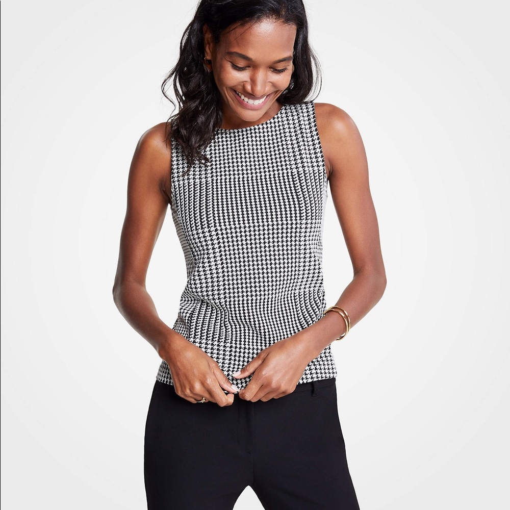 Ann Taylor houndstooth sleeveless shell top XS
